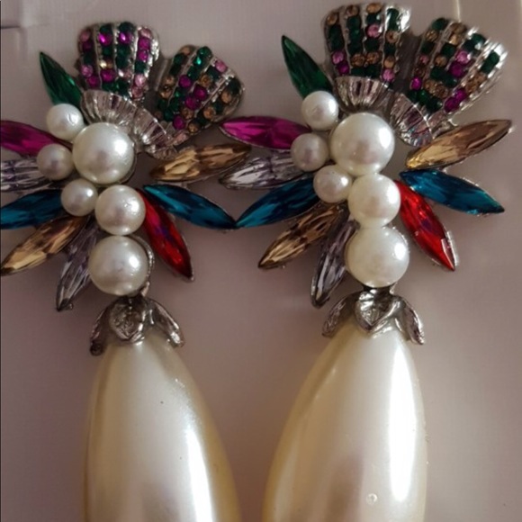 New Multi Color Stunning Pearl Tear Drop Earrings - Picture 5 of 5
